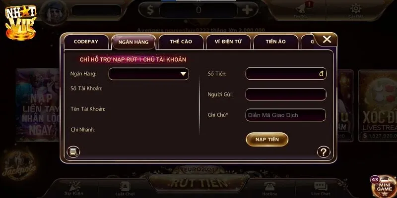 Nạp Tiền Nạp tiền Nhatvip bằng chuyển khoản ngân hàng